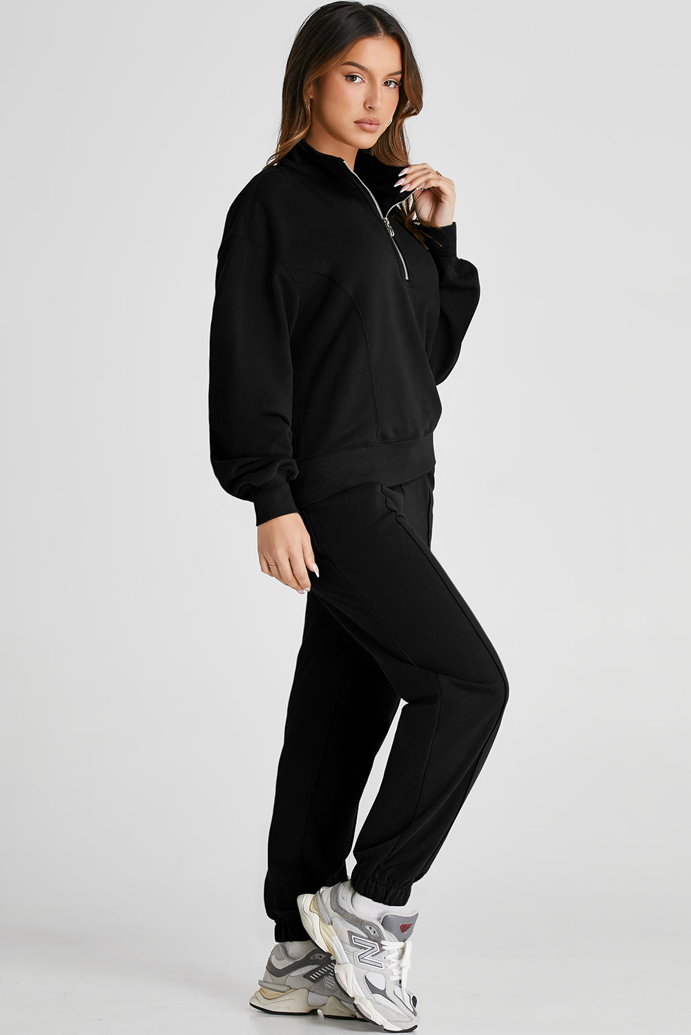 Half Zip Long Sleeve Top and Joggers Active Set