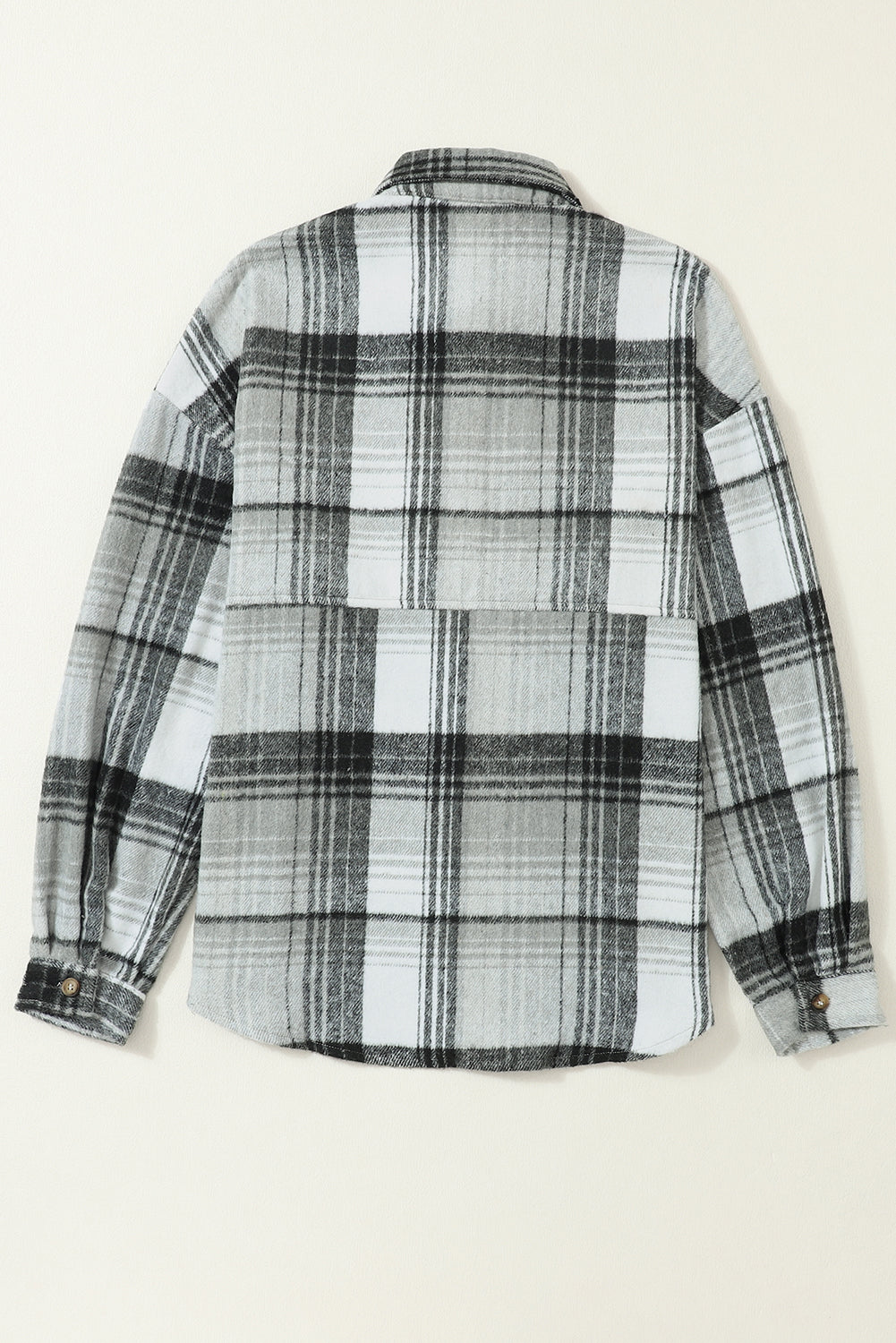 Medium Grey Plaid Flap Pockets Shacket