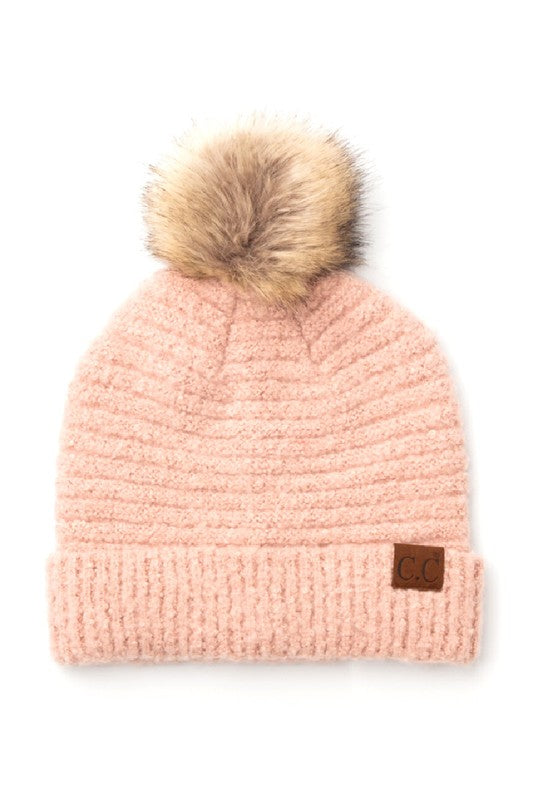 CC Ultra Soft Fur Pom Beanie