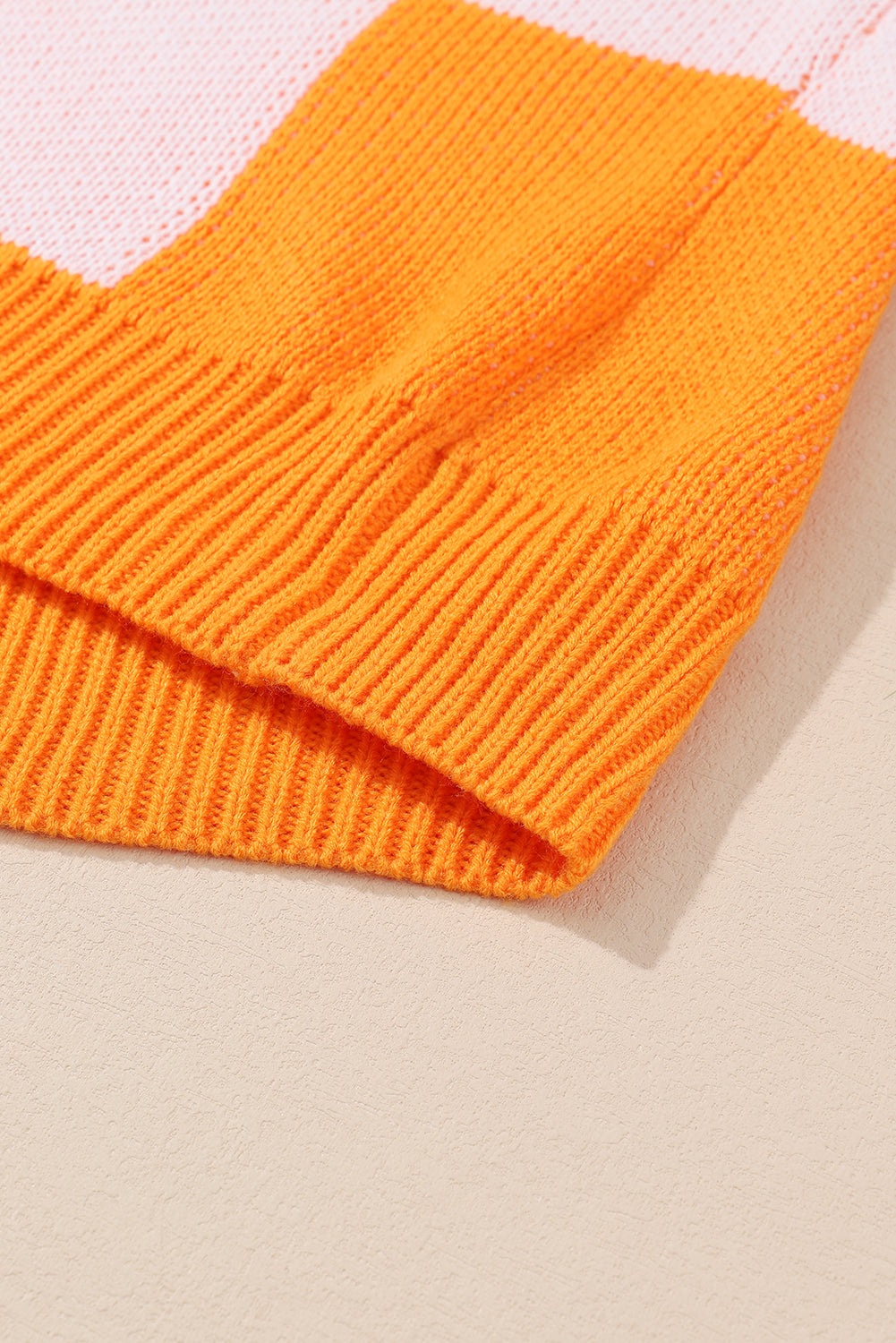 Orange Checkered Bishop Sleeve Sweater