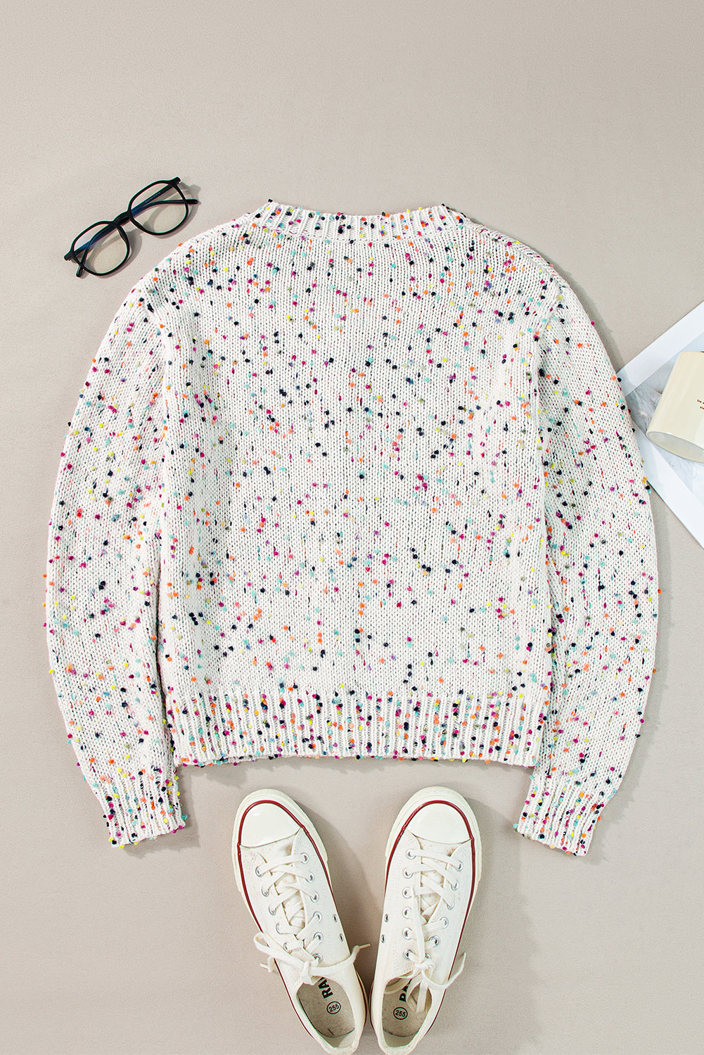 White Multicolor Confetti Sweater Cardigan